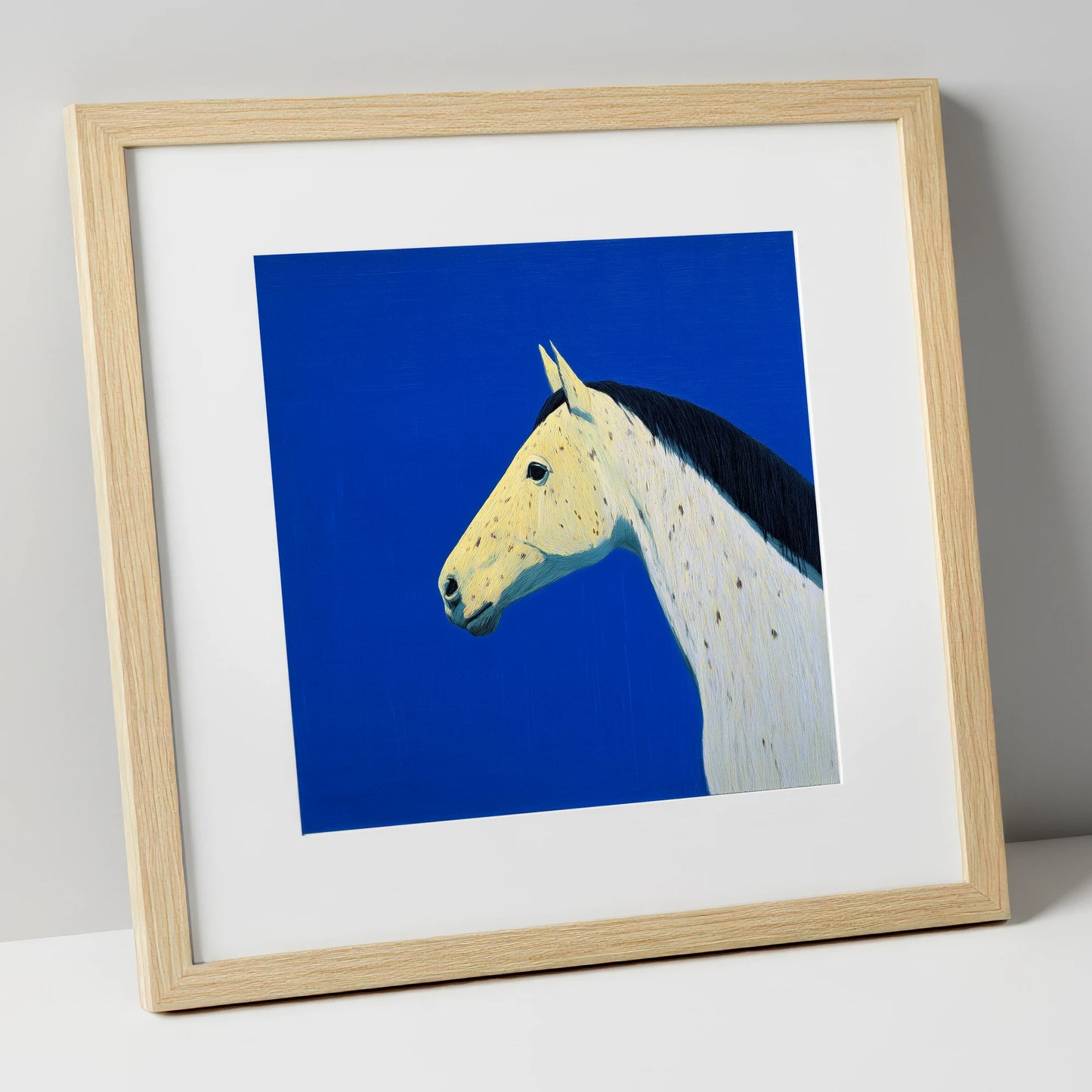 The Azure Profile horse breed art print in natural frame