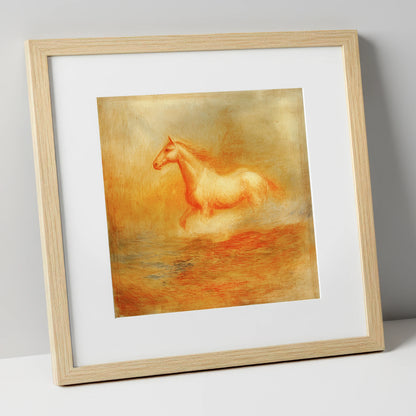 The Ethereal Canter wild horses art print in natural frame