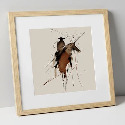Shadows of the West western horse art print in natural frame