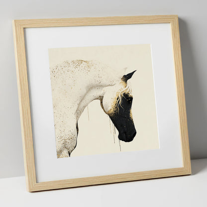 Gilded Splendour horse breed art print in natural frame