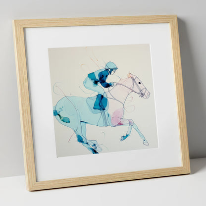 Ethereal Racing Form racing horse art print in natural frame