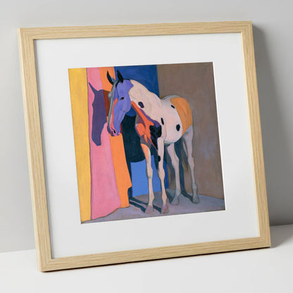 Appaloosa Horse With Violet Shadows horse breed art print in natural frame