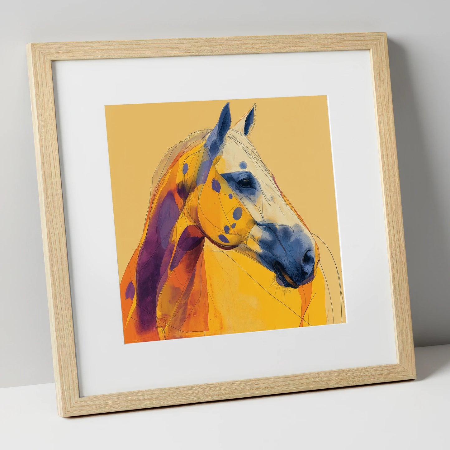 Radiant Appaloosa Profile horse breed art print in natural frame