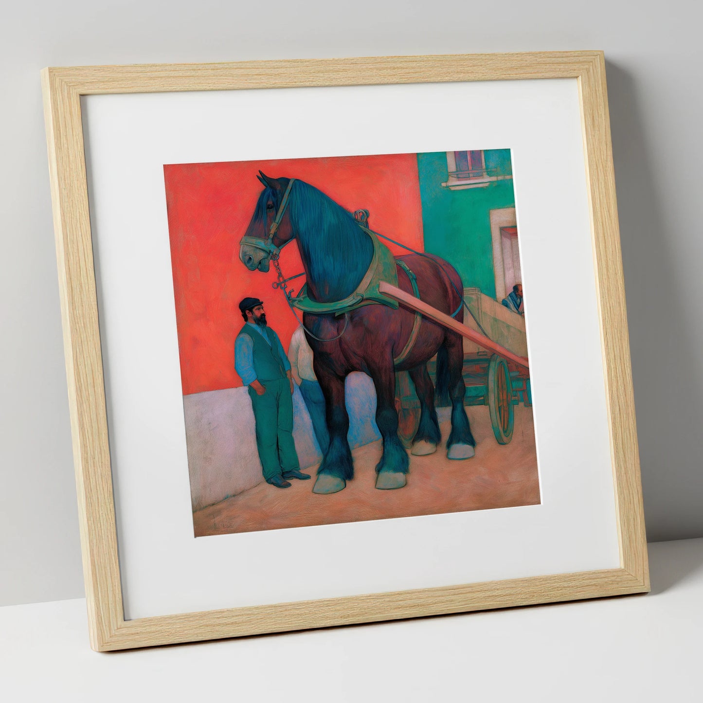 Strength and Stillness working horse art print in natural frame