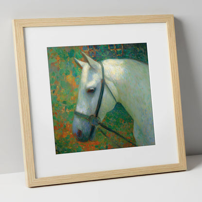 Radiant Grey Portrait horse portrait art print in natural frame
