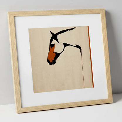 Minimalist Equine Profile horse breed art print in natural frame