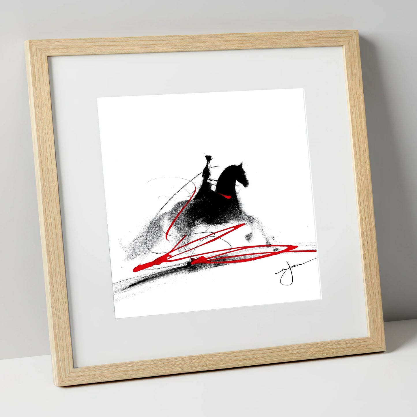 Passion in Passage dressage horse art print in natural frame