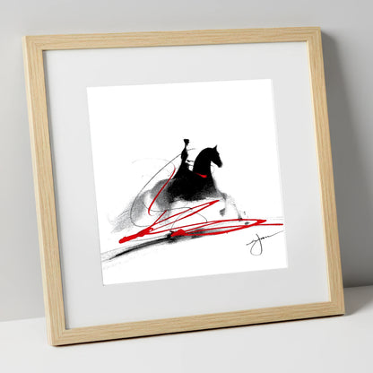 Passion in Passage dressage horse art print in natural frame