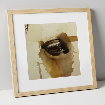 The Equine Gaze horse portrait art print in natural frame