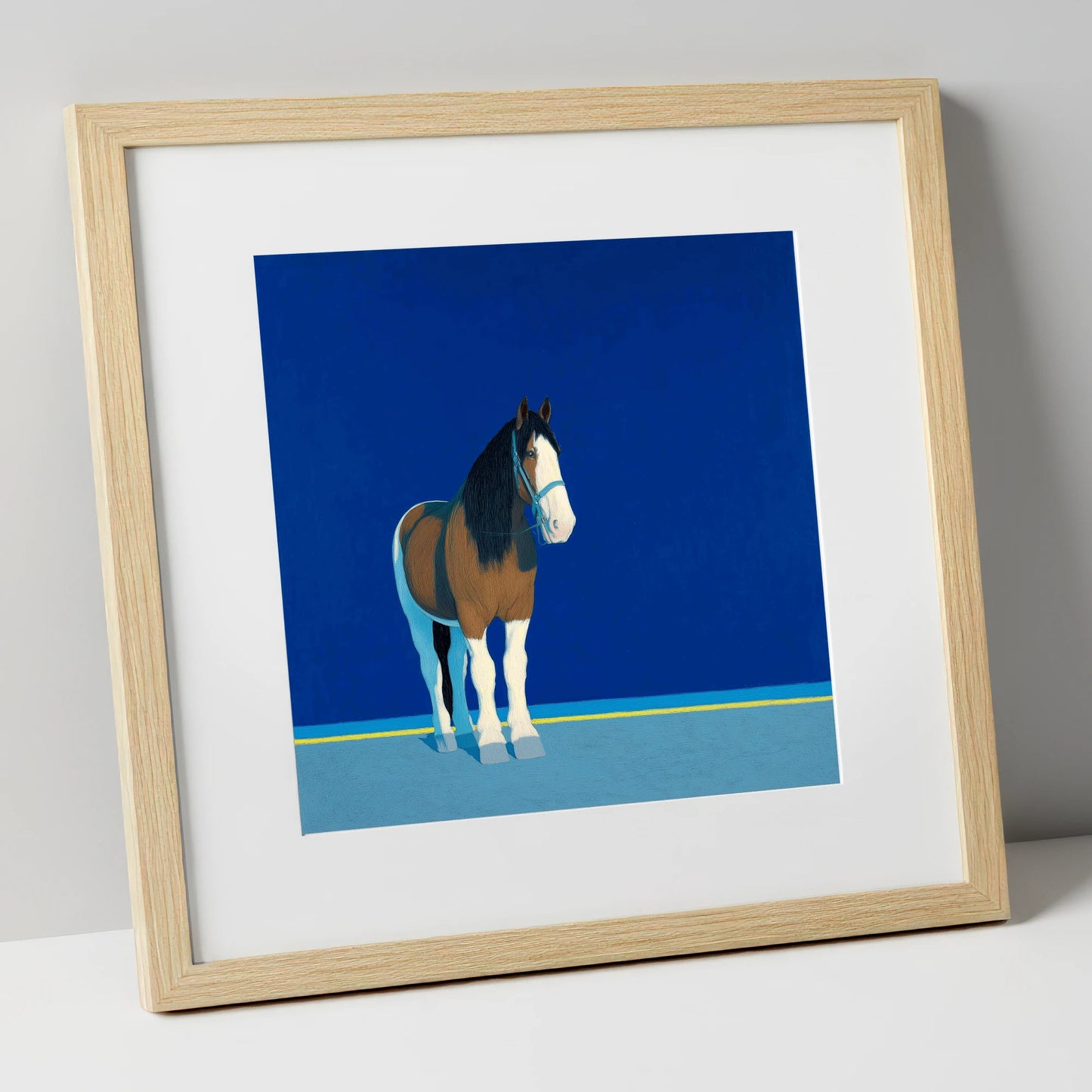 Cobalt Horizon horse breed art print in natural frame