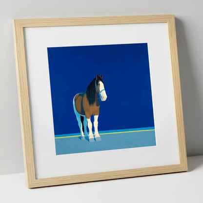 Cobalt Horizon horse breed art print in natural frame