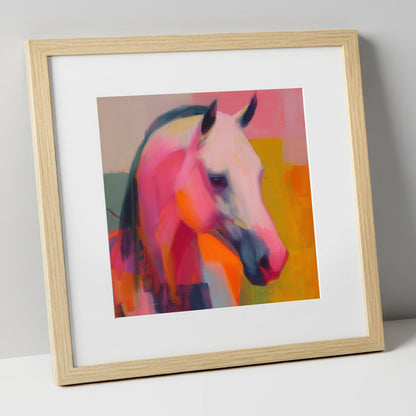 Vivid Equine Expression horse breed art print in natural frame