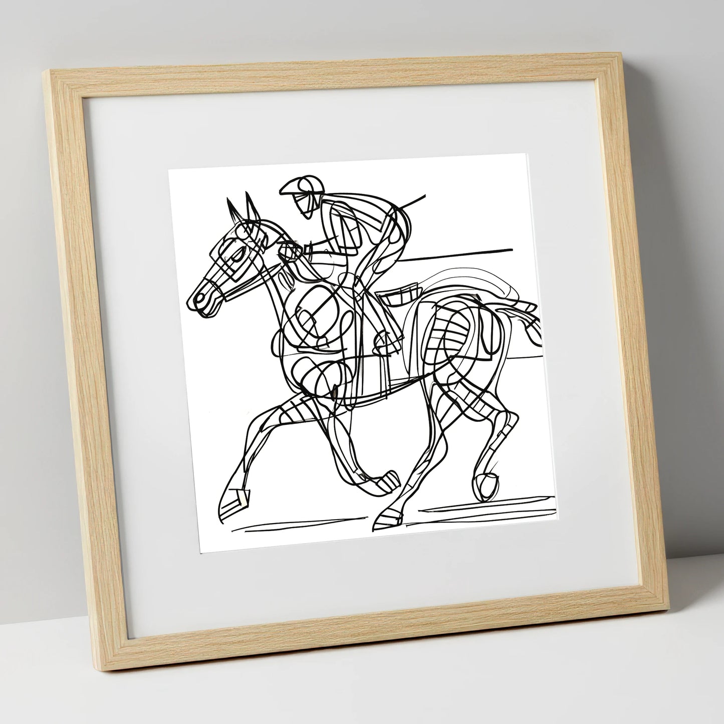 Linear Racing Form racing horse art print in natural frame