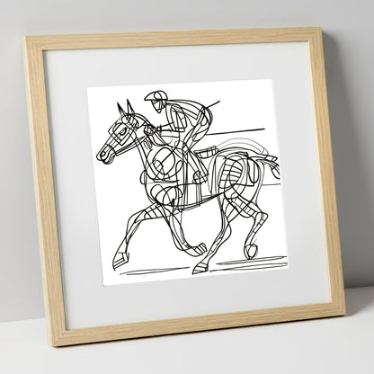 Linear Racing Form racing horse art print in natural frame
