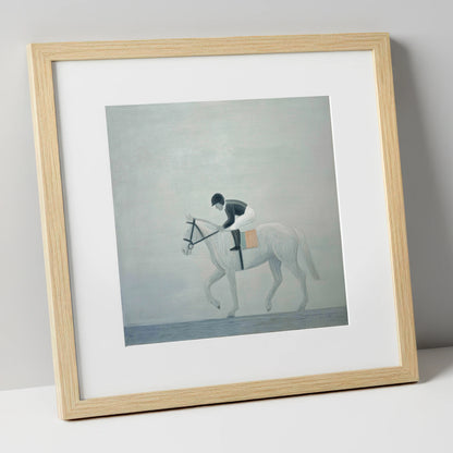 The Quiet Contender racing horse art print in natural frame