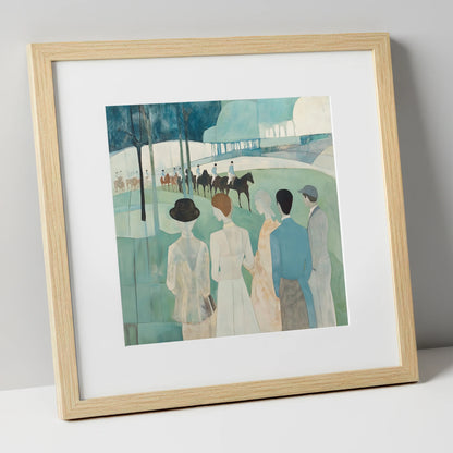 Before the Off racing horse art print in natural frame