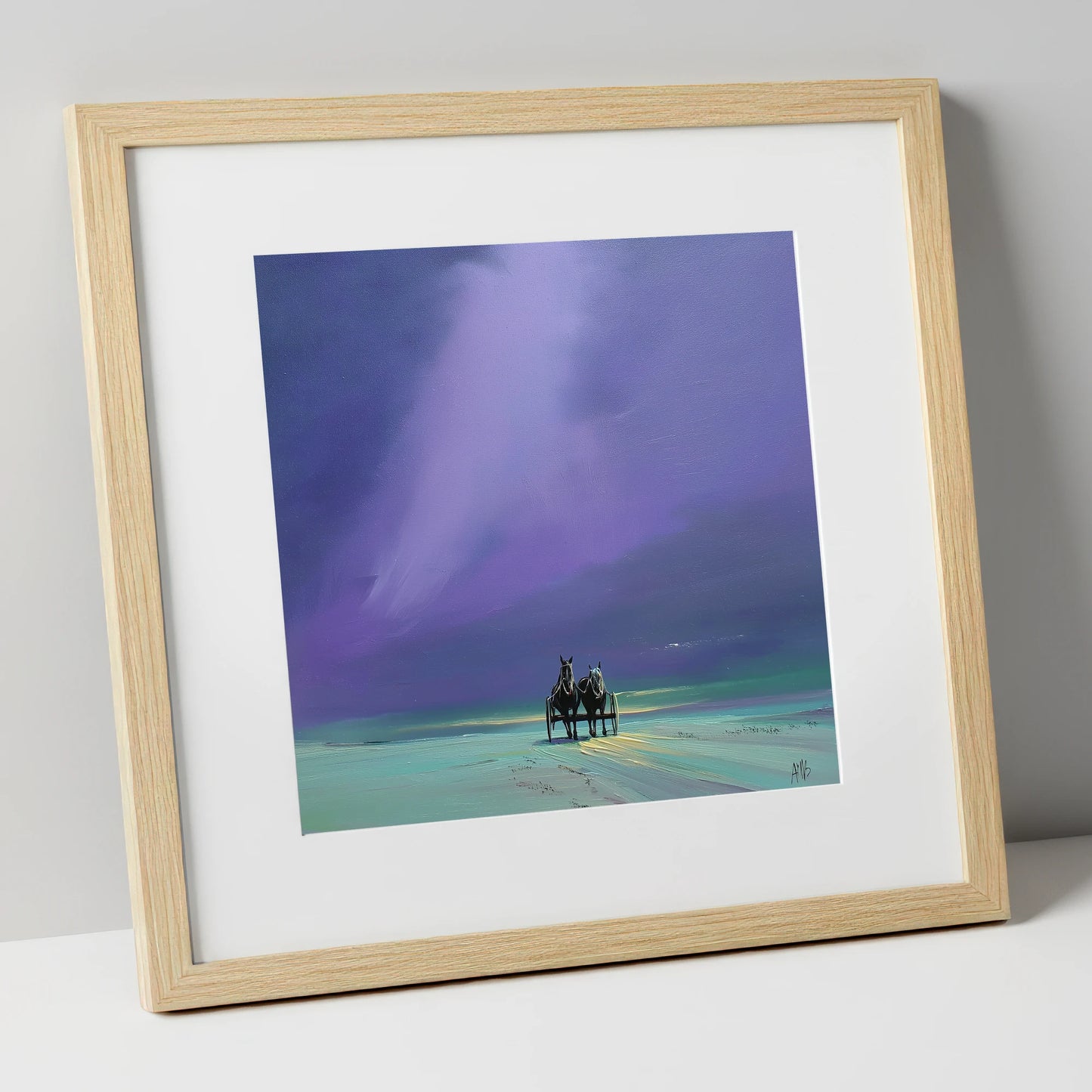 Twilight Harness working horse art print in natural frame