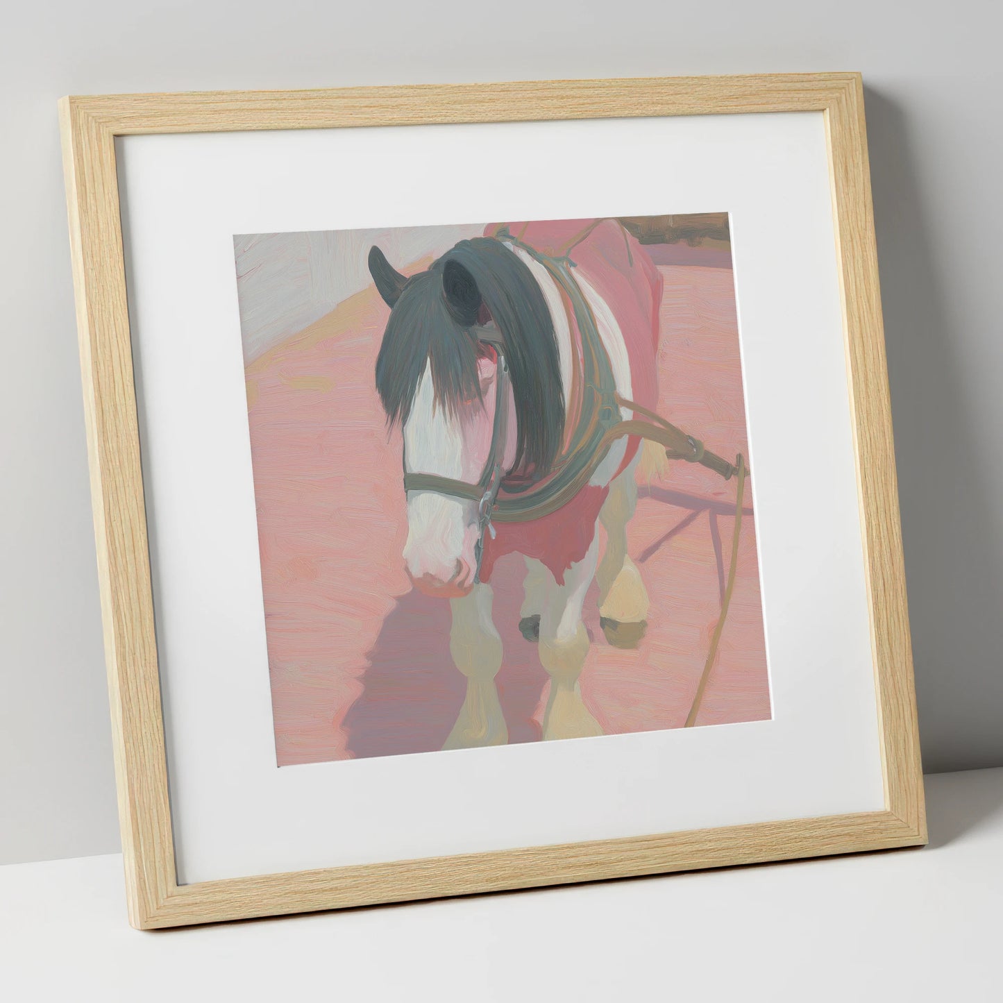 The Patient Draught working horse art print in natural frame