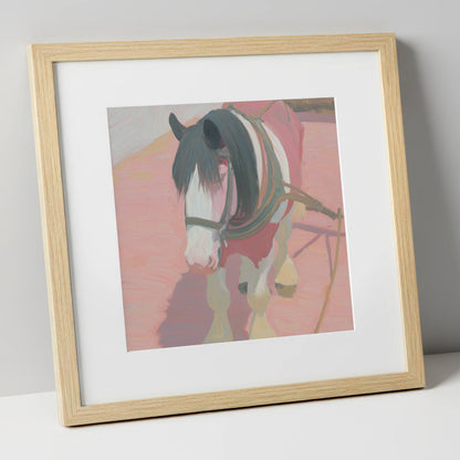 The Patient Draught working horse art print in natural frame