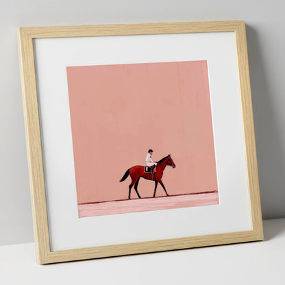 The Quiet Walk racing horse art print in natural frame