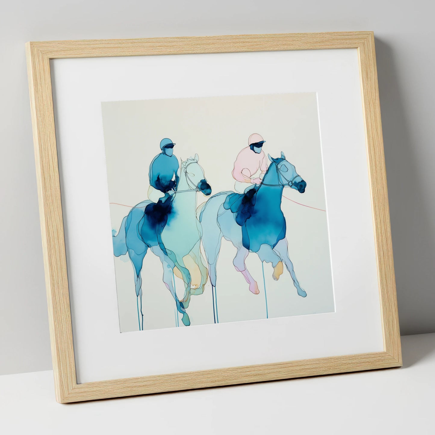 Ethereal Racing Silks racing horse art print in natural frame
