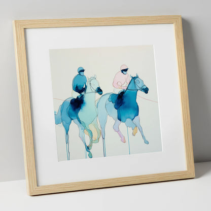 Ethereal Racing Silks racing horse art print in natural frame