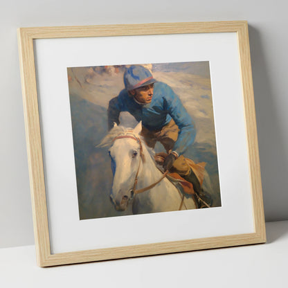 The Forward Glance racing horse art print in natural frame