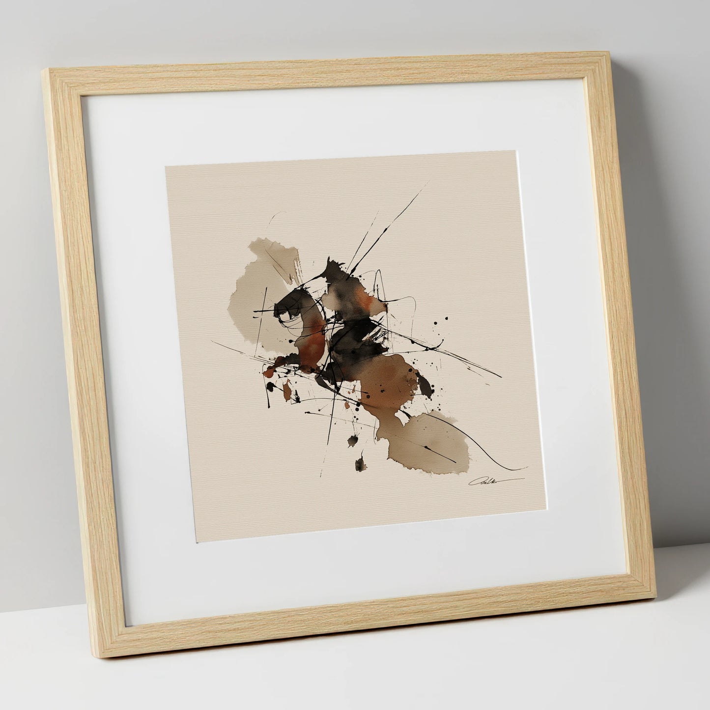 Raw Equine Spirit horse portrait art print in natural frame