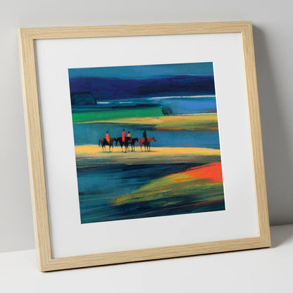 Riders on the Painted Tide horse landscape art print in natural frame