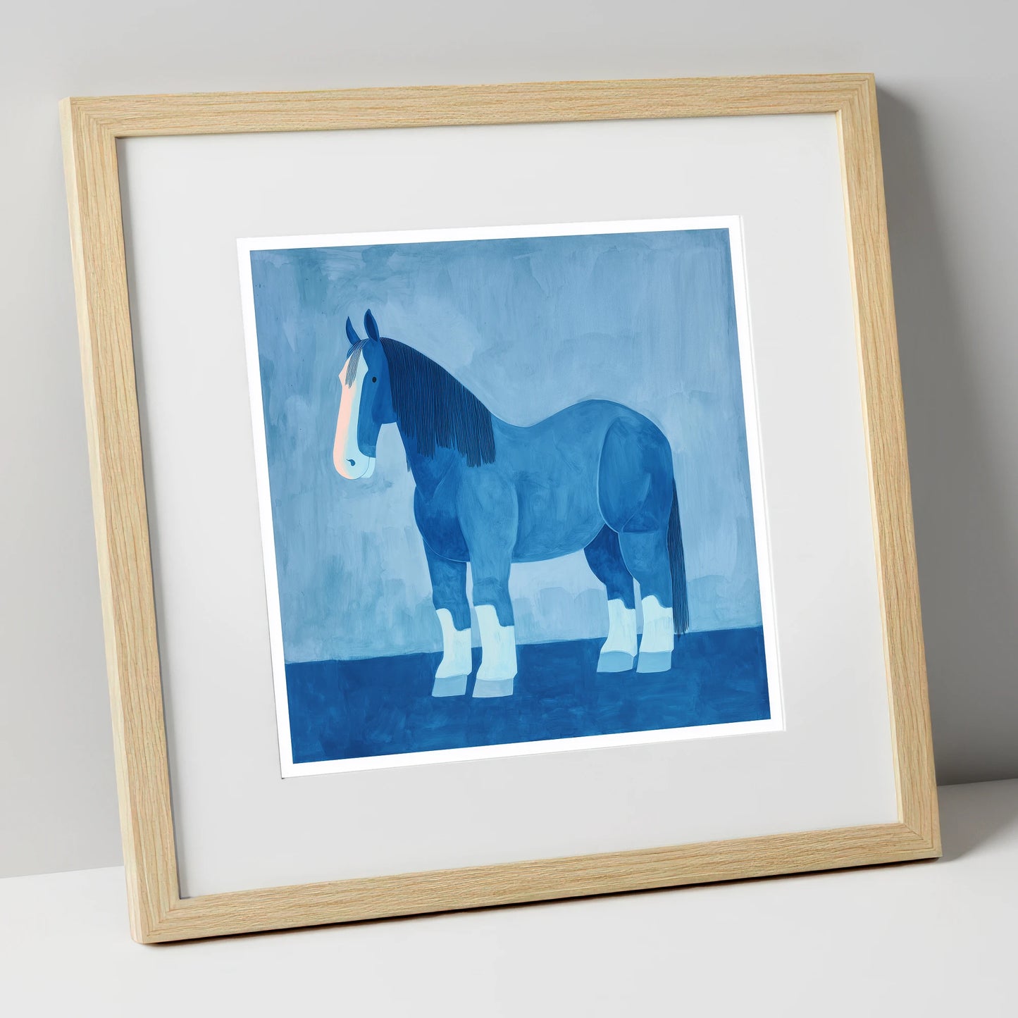 The Blue Heavy Horse horse breed art print in natural frame