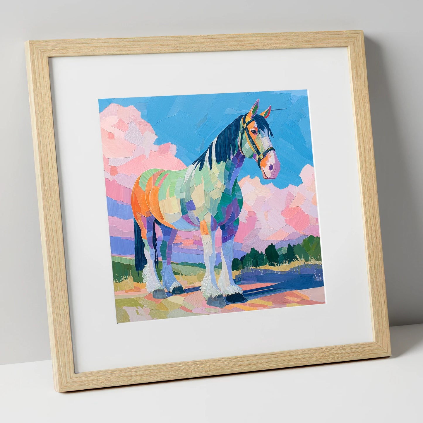 Prismatic Heavy Horse horse breed art print in natural frame