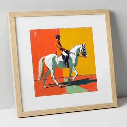 Rhythm In Colour dressage horse art print in natural frame