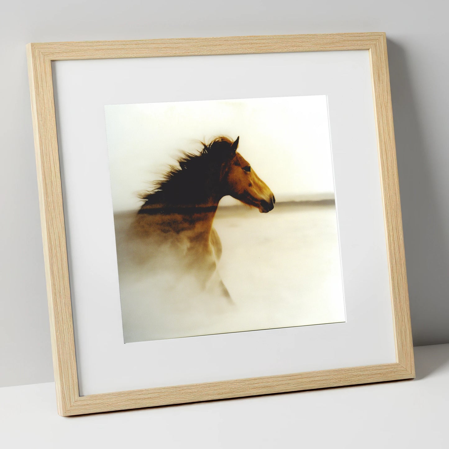Ethereal Horizon horse portrait art print in natural frame