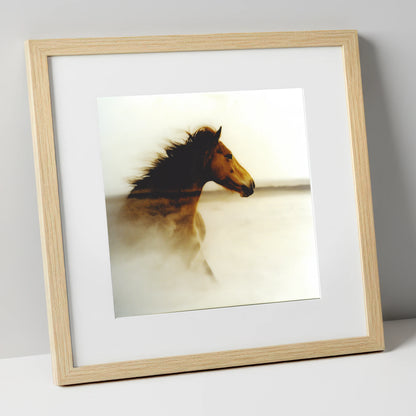 Ethereal Horizon horse portrait art print in natural frame