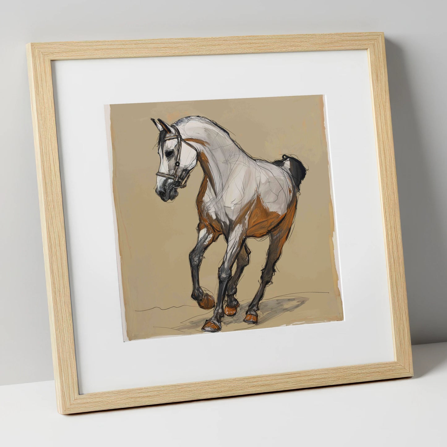 Collected Spirit horse breed art print in natural frame
