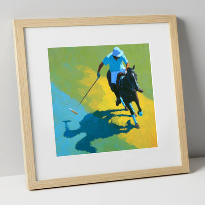 Shadows of the Chukka polo horse art print in natural frame