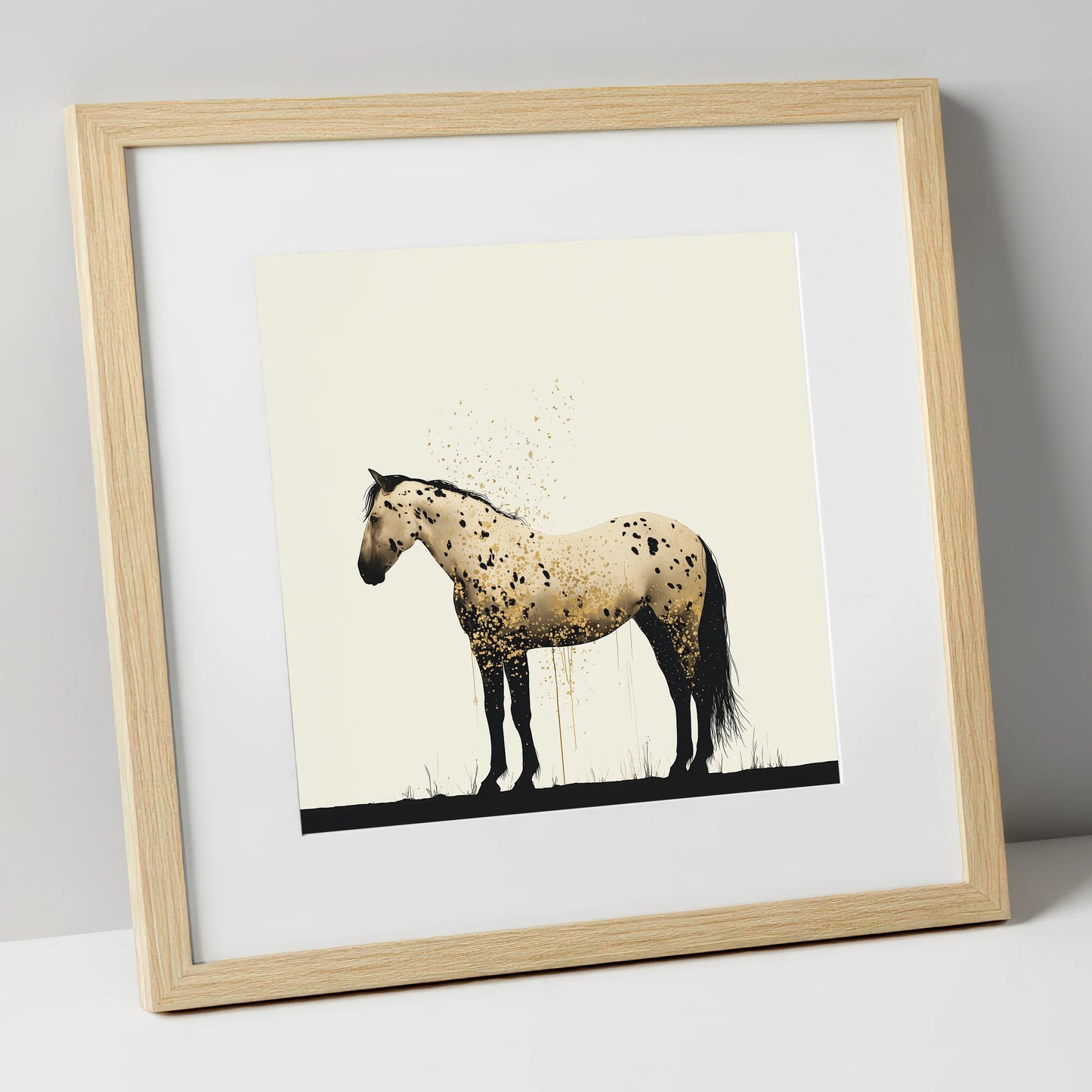 Gilded Appaloosa Elegance horse breed art print in natural frame