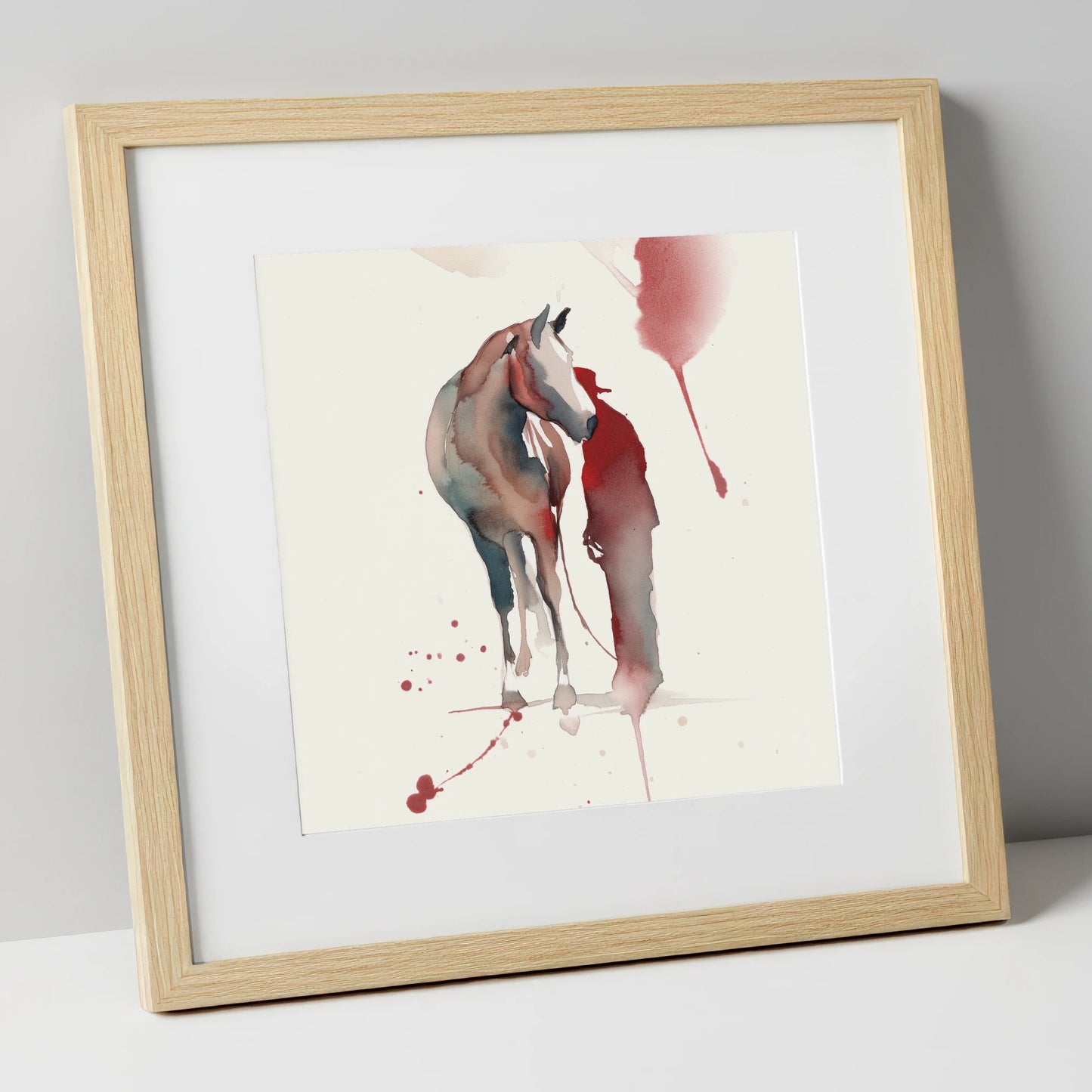 The Quiet Bond horse & rider art print in natural frame