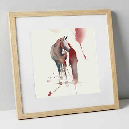 The Quiet Bond horse & rider art print in natural frame