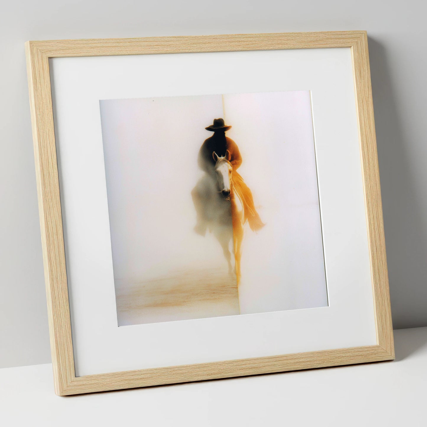 Western Mirage western horse art print in natural frame