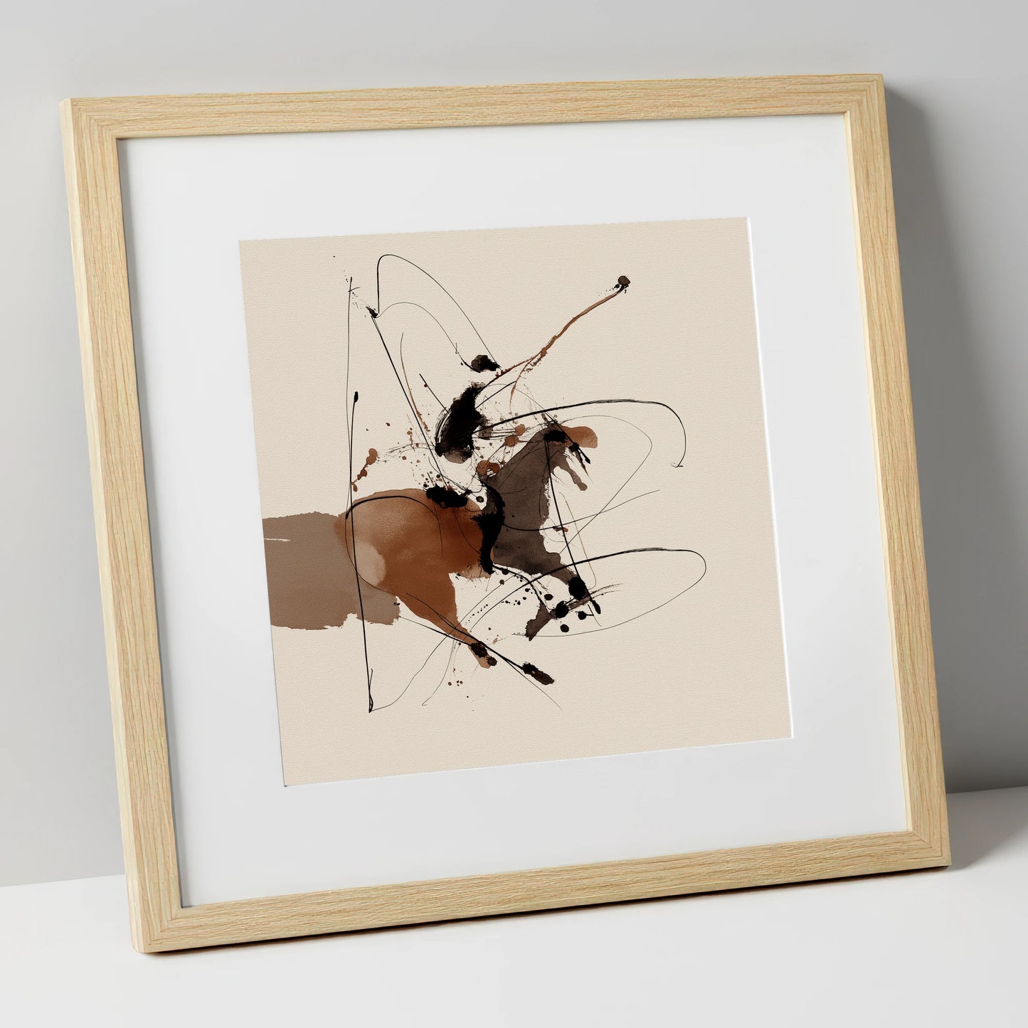 Untamed Ink Equine horse portrait art print in natural frame