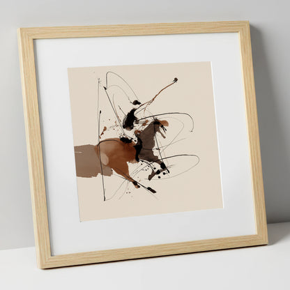 Untamed Ink Equine horse portrait art print in natural frame