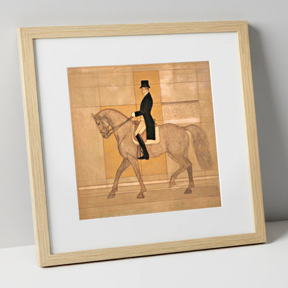 Collected Elegance dressage horse art print in natural frame