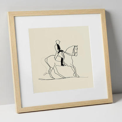 Elegance in Motion dressage horse art print in natural frame