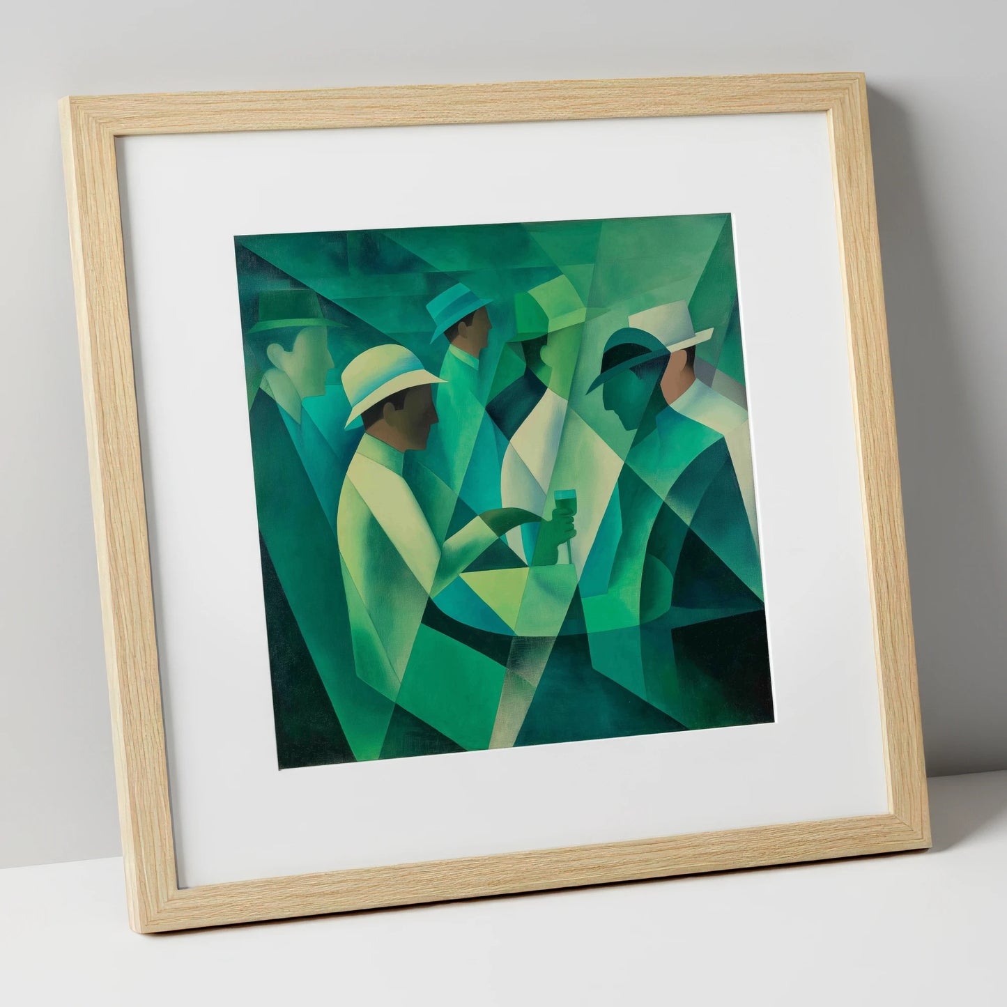 The Emerald Enclosure racing horse art print in natural frame