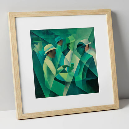 The Emerald Enclosure racing horse art print in natural frame