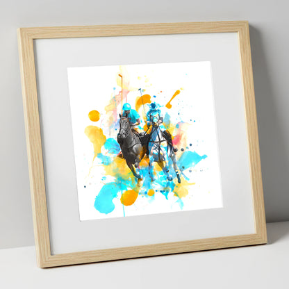 Mid-Chukka Clash polo horse art print in natural frame