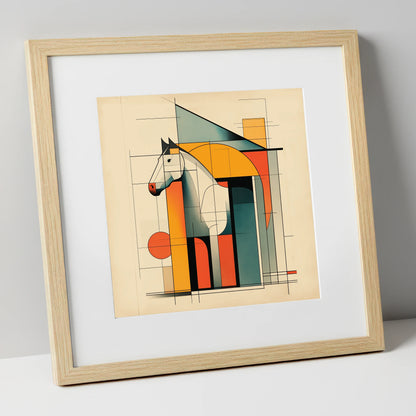Structural Harmony horse stable art print in natural frame