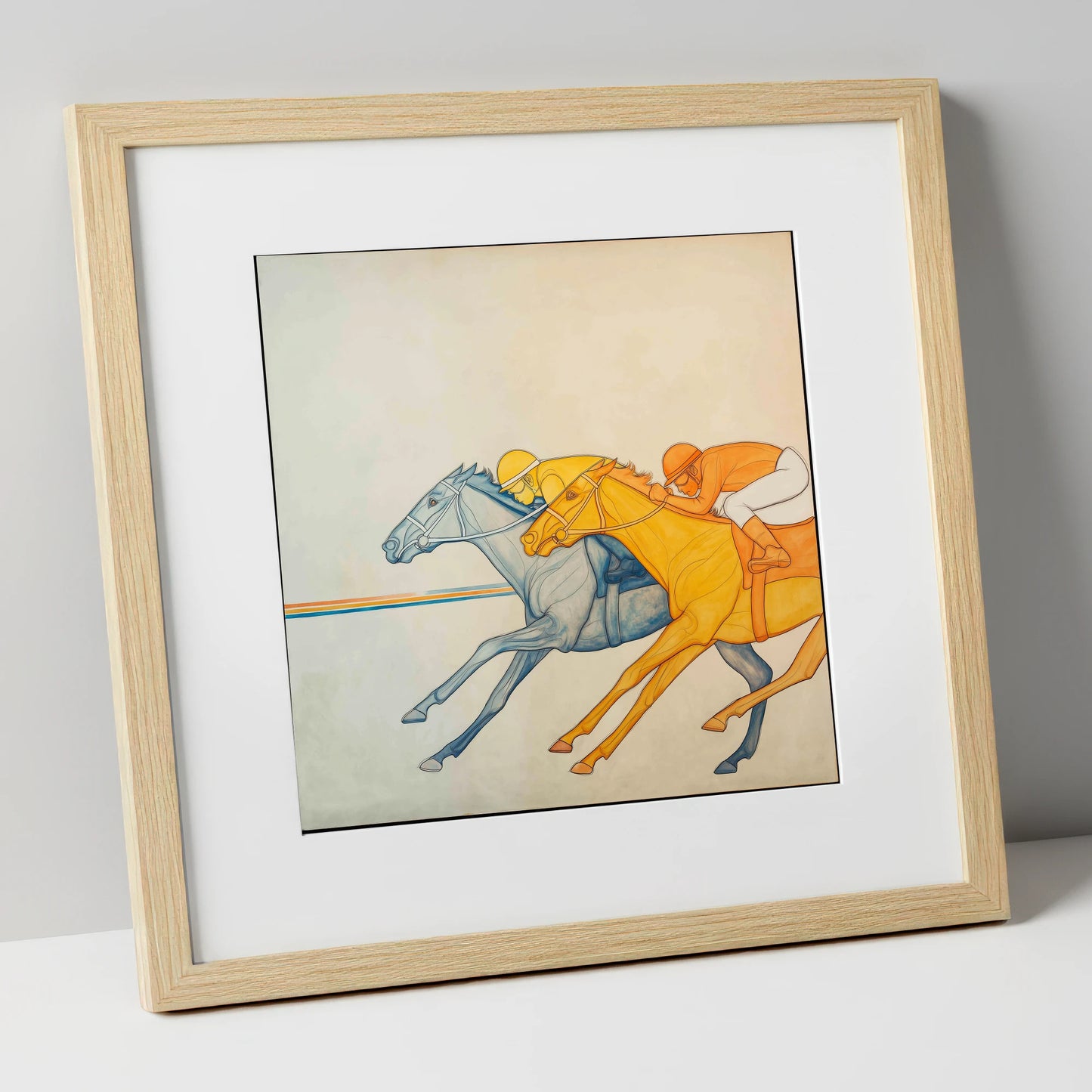 Rhythmic Pursuit racing horse art print in natural frame