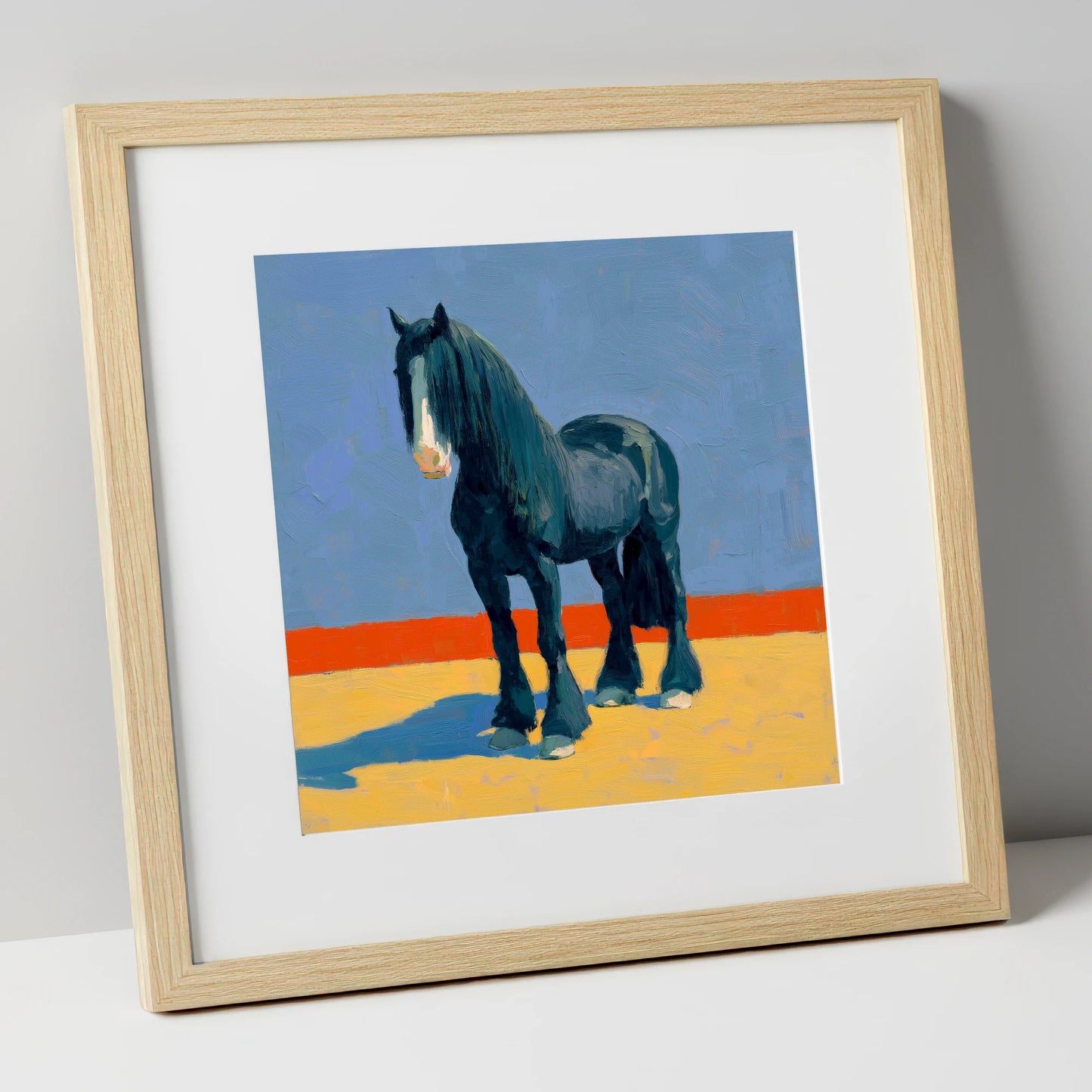 The Painted Shire horse breed art print in natural frame